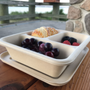 3 compartment biodegradable container