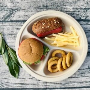 3 compartment shallow compostable plate